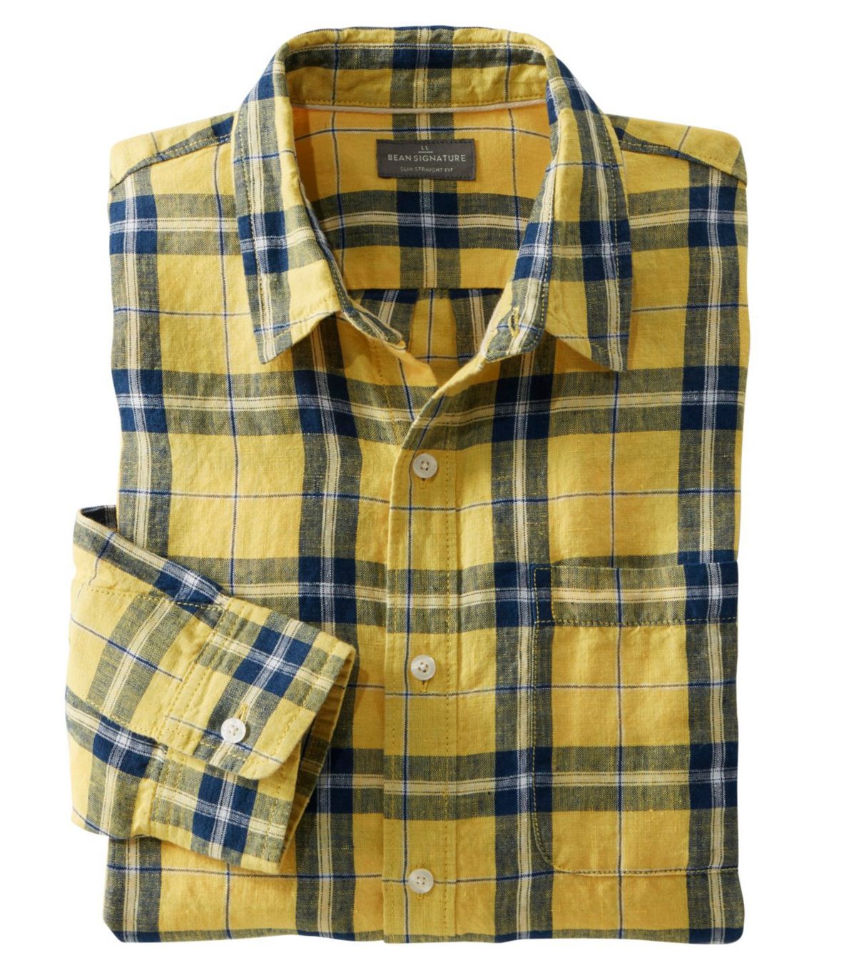 Men's Signature Linen Shirt, Long-Sleeve, Plaid