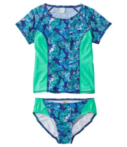 Girls' BeanSport Rash Guard Bikini, Lined, Print | Swimwear at L.L.Bean