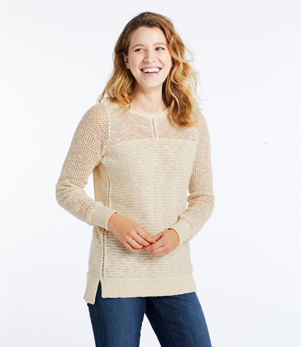 Women's Pointelle Mixed-Stitch Sweater, Tunic