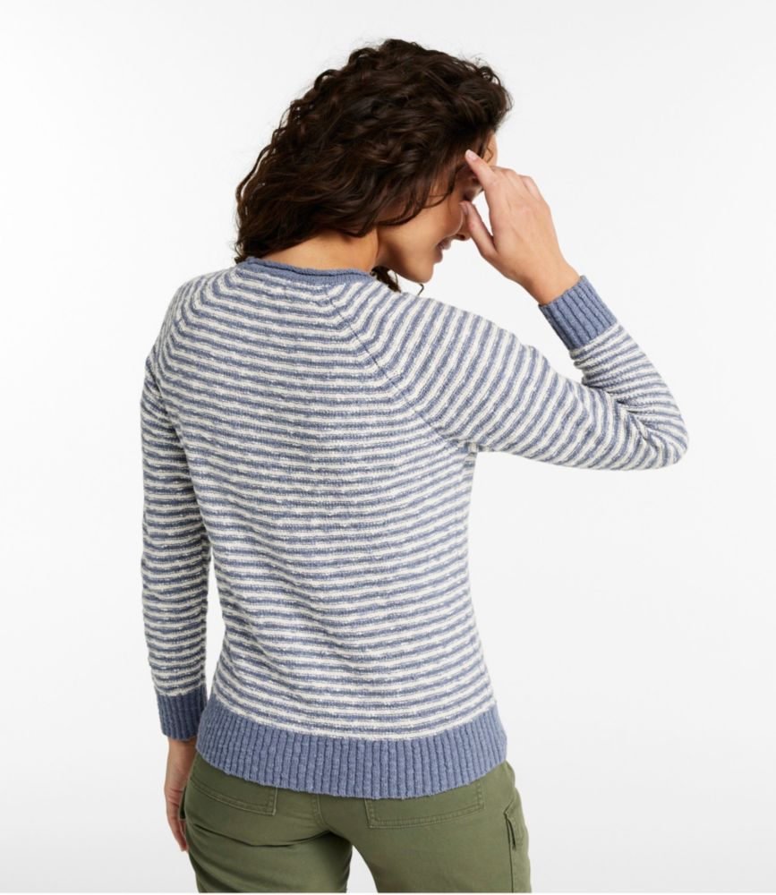 Women's Midweight Cotton Slub Rollneck Pullover Stripe, Cream/Soft Indigo, small image number 3