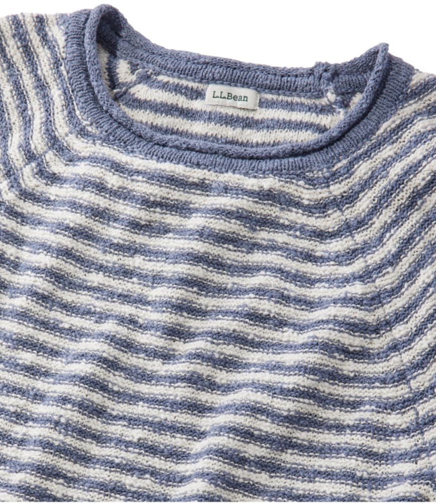 Women's Midweight Cotton Slub Rollneck Pullover Stripe, Cream/Soft Indigo, small image number 4