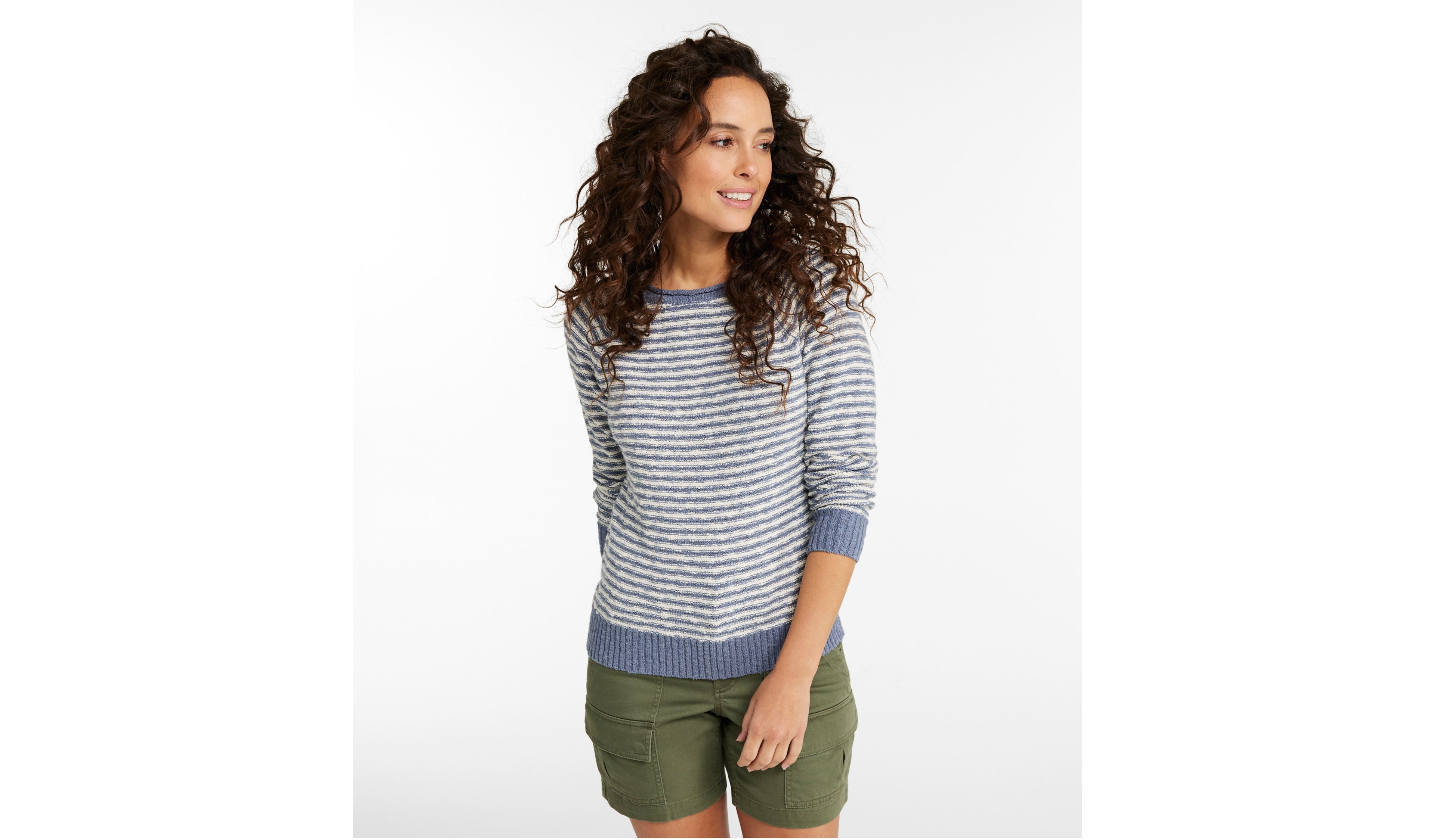 Women's Midweight Cotton Slub Rollneck Pullover Stripe