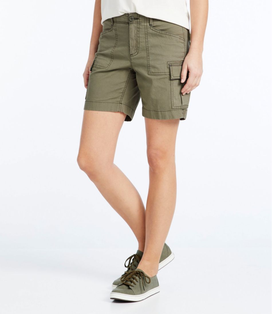 Women's Shorts Trousers Cotton Blend Mid Waist Cargo Casual Micro-elastic Knee  Length Comfort Plain Brown S 2024 - $32.99