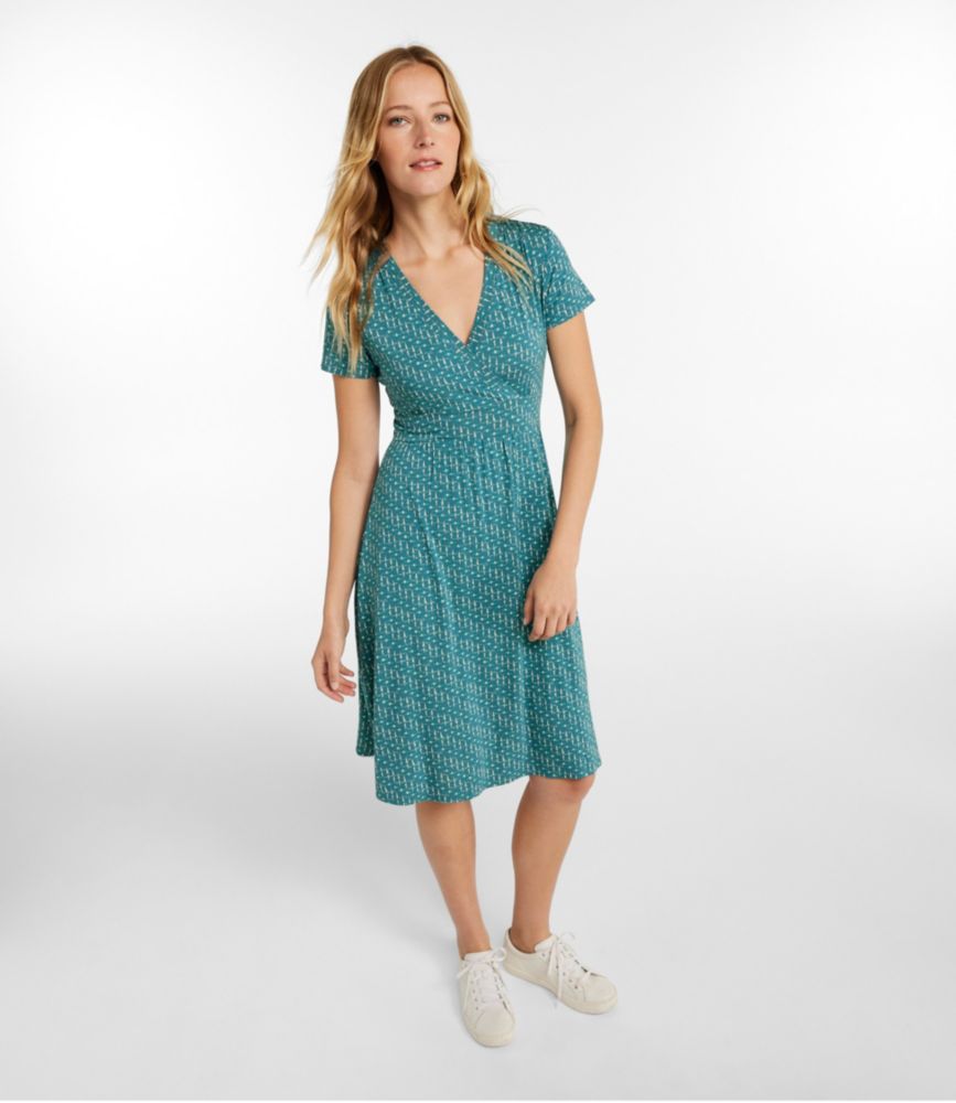 Women's Summer Knit Dress, Short-Sleeve Print