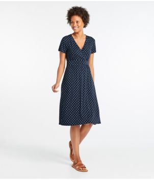 Women's Summer Knit Dress, Short-Sleeve Print