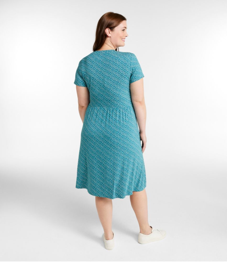 Women's Summer Knit Dress, Short-Sleeve Print, Seaside Toile, small image number 3