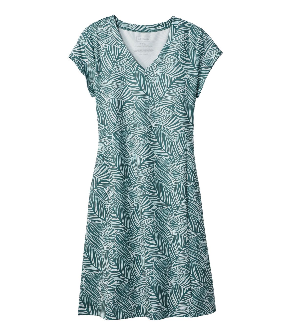 Women's Short-Sleeve Fitness Dress, Leaf Print