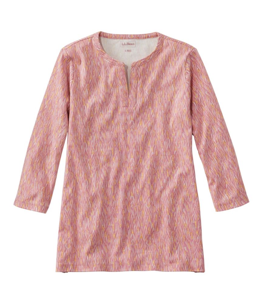 Women's L.L.Bean Tee, Three-Quarter-Sleeve Splitneck Tunic Print, Rose Shadow Garden, small image number 1