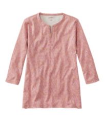 Women's Pima Cotton Tunic, Three-Quarter-Sleeve Splitneck Print