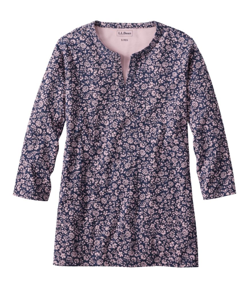 Women's L.L.Bean Tee, Three-Quarter-Sleeve Splitneck Tunic Print I love the color and print of this tee, as well as the style