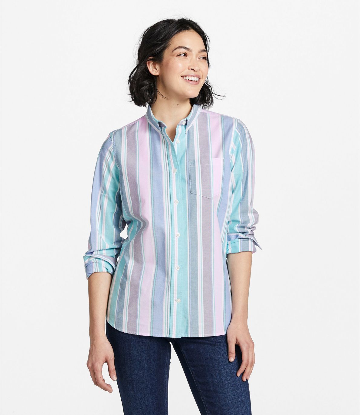 Ll Bean Womens Shirts
 Women s Lakewashed Organic Cotton Oxford Shirt Stripe at L L Bean