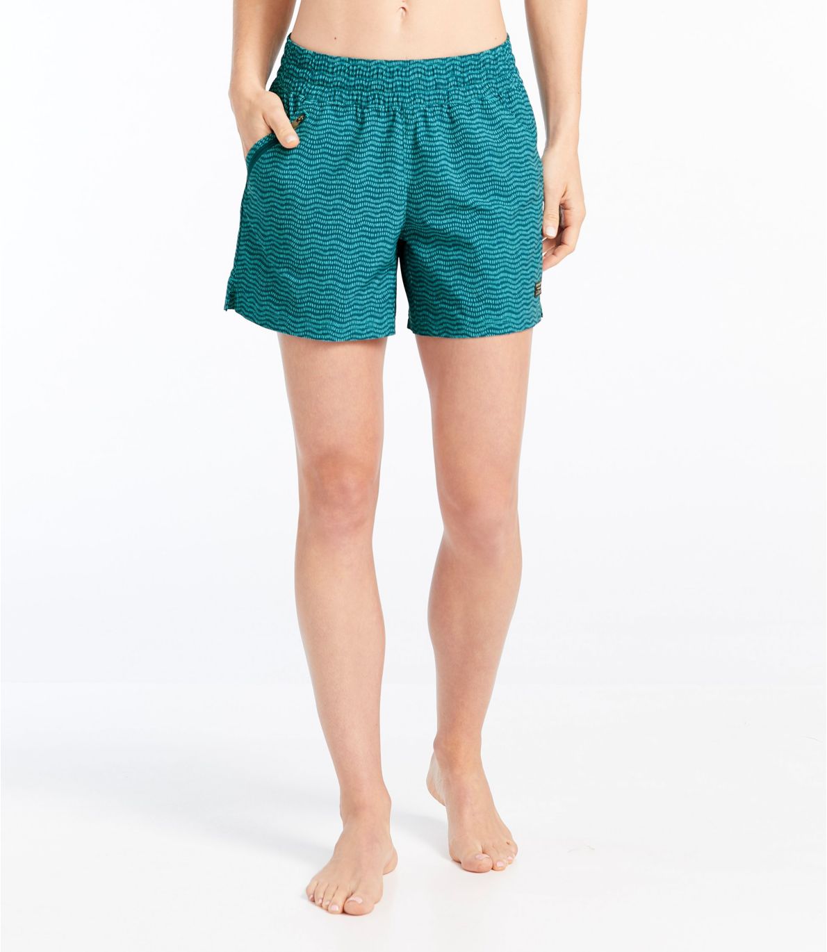 Women's L.L.Bean Stretch Board Shorts, Pull-on Print 5"