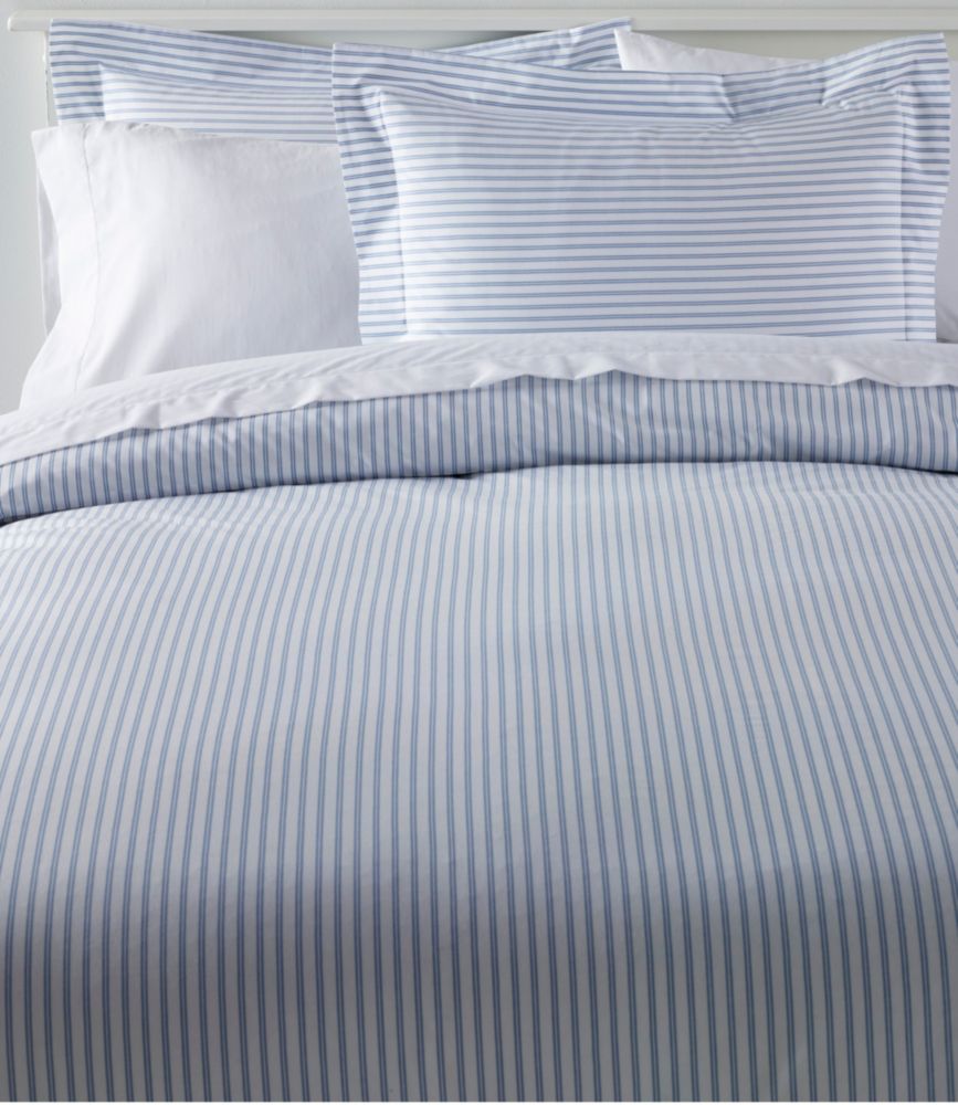 Premium Egyptian Percale Comforter Cover Collection, Stripe, Mid-Blue, small image number 2