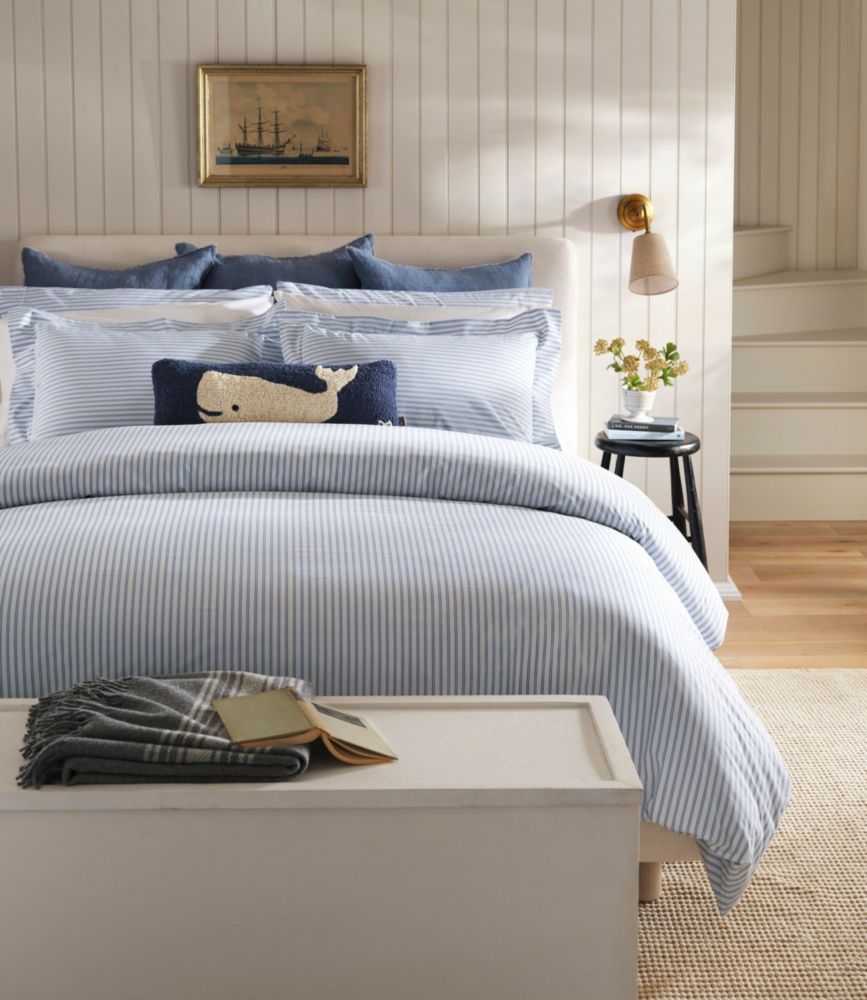 Premium Egyptian Percale Comforter Cover Collection, Stripe, Mid-Blue, small image number 7