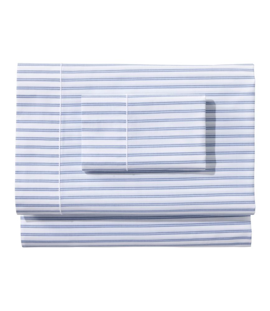 Premium Egyptian Percale Sheet Collection, Stripe, Mid-Blue, small image number 1