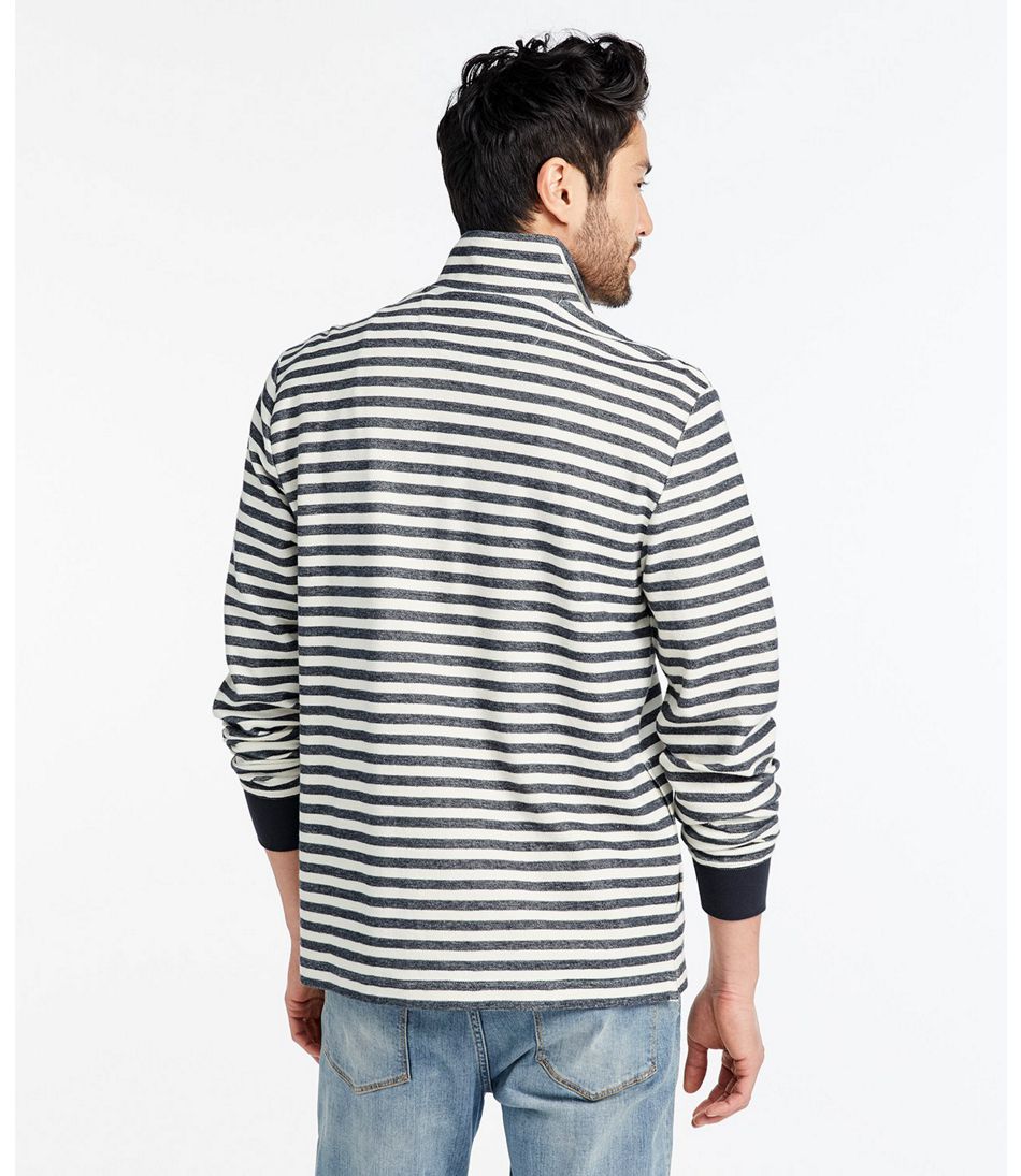Men's Signature French Terry Pullover Quarter-Zip Long Sleeve Stripe ...