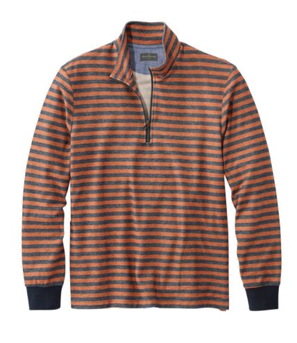 Men's Signature French Terry Pullover Quarter-Zip Long Sleeve Stripe ...