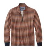 Men's Signature French Terry Pullover Quarter-Zip Long Sleeve Stripe Slim Fit