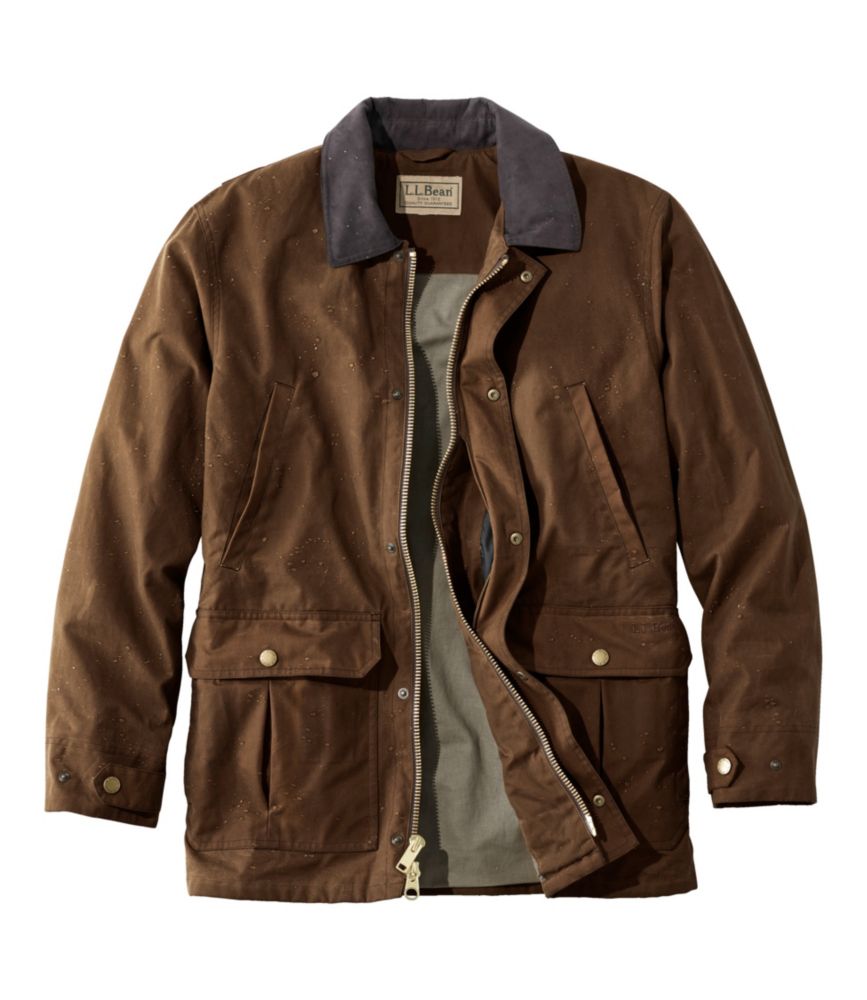 Men's Double L Waxed-Cotton Upland Coat, Maple Brown, small image number 4