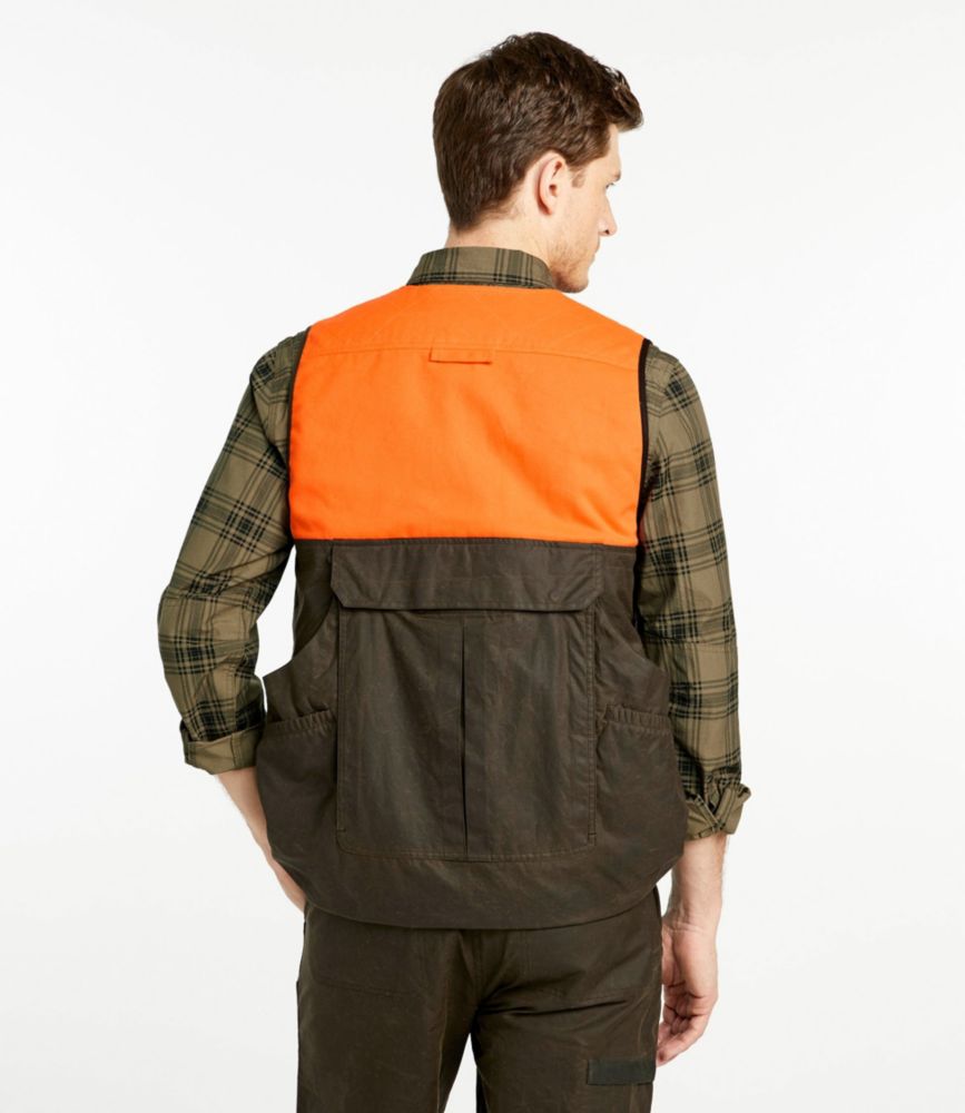 Men's Double L Waxed-Cotton Upland Vest, Hunter Orange, Otter Brown/Hunter Orange, small image number 3