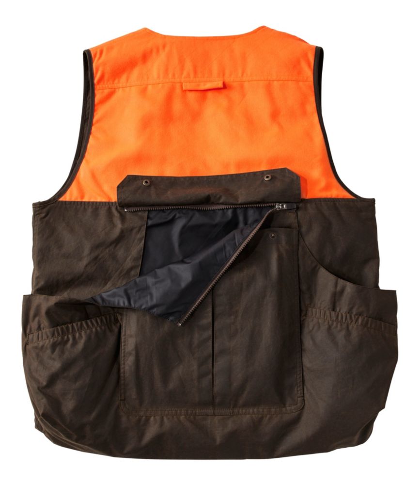 Men's Double L Waxed-Cotton Upland Vest, Hunter Orange, Otter Brown/Hunter Orange, small image number 4