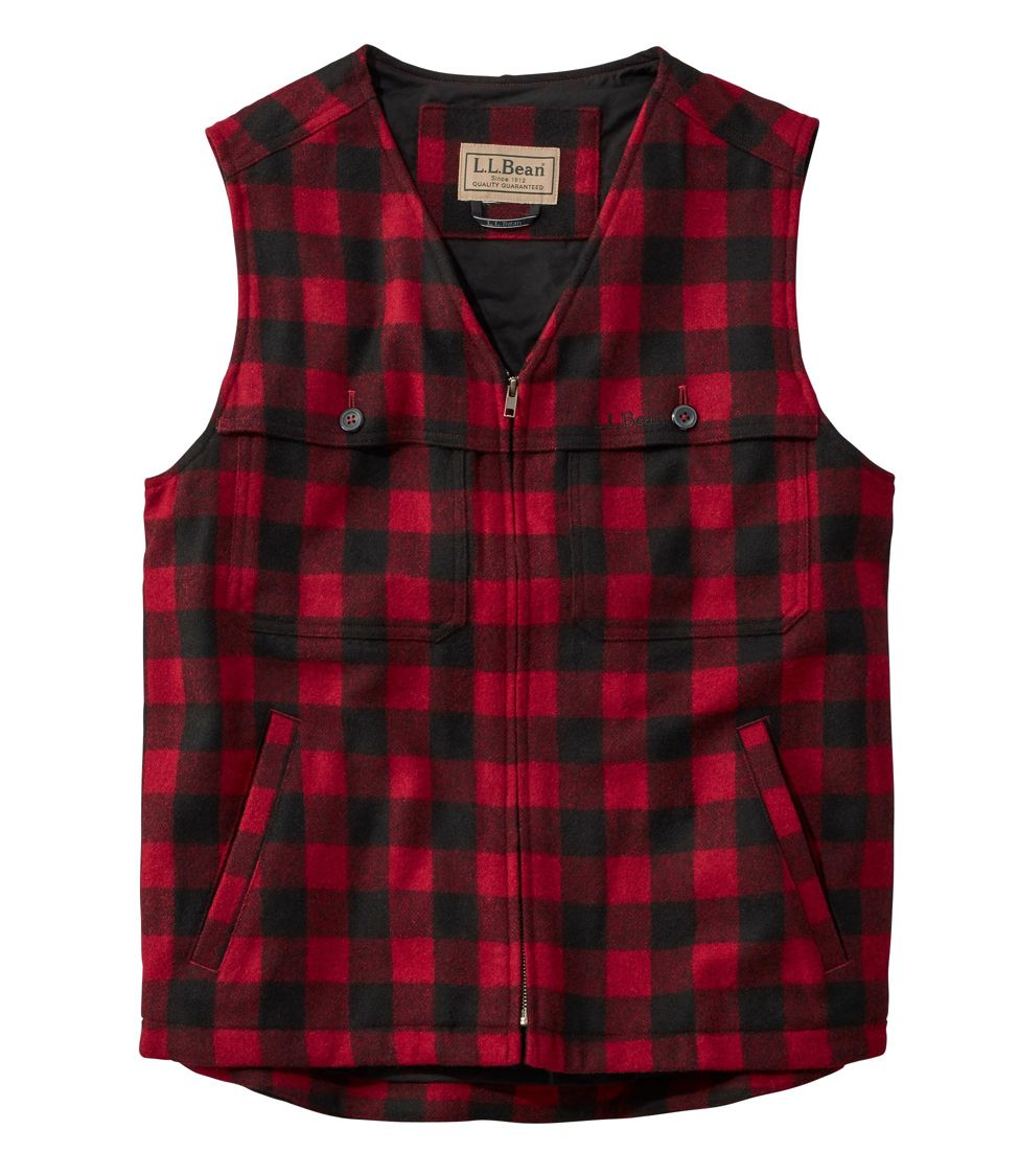 Men's Maine Guide Zip-Front Wool Vest, Plaid at L.L. Bean