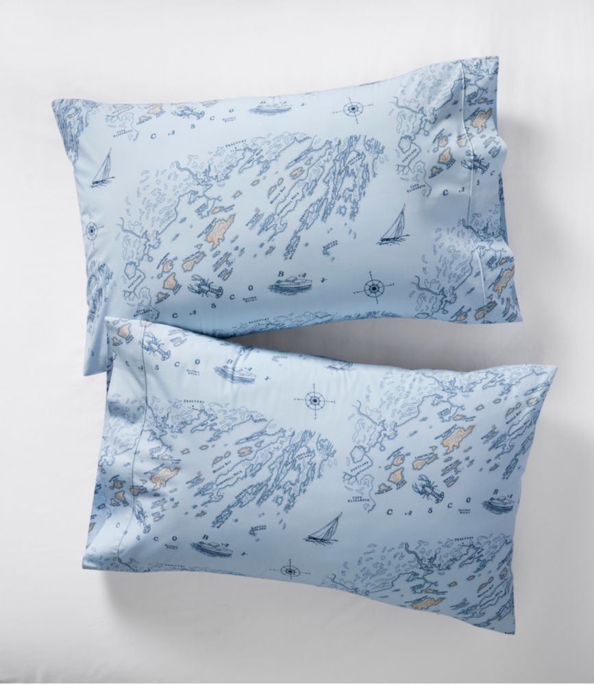 Nautical Map Percale Sheet Collection, Light Blue, small image number 3