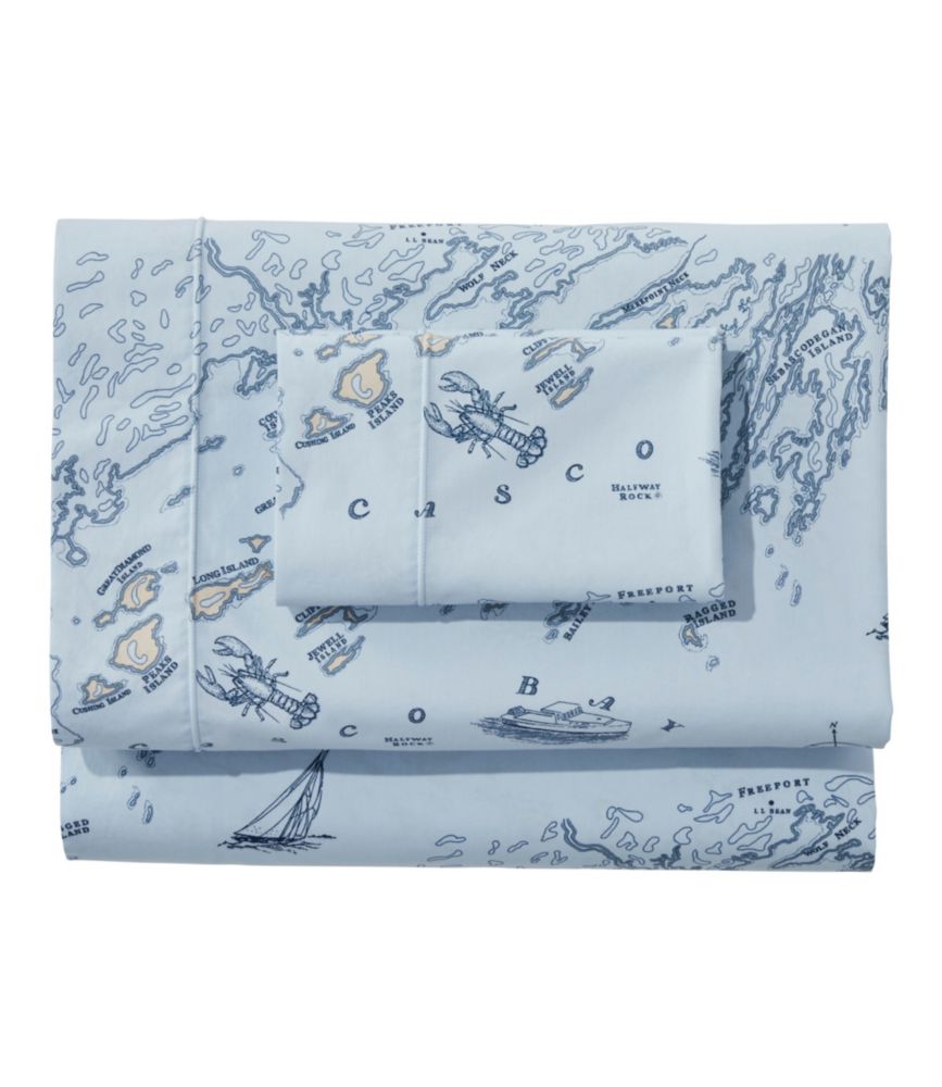 Nautical Map Percale Sheet Collection, Light Blue, small image number 1