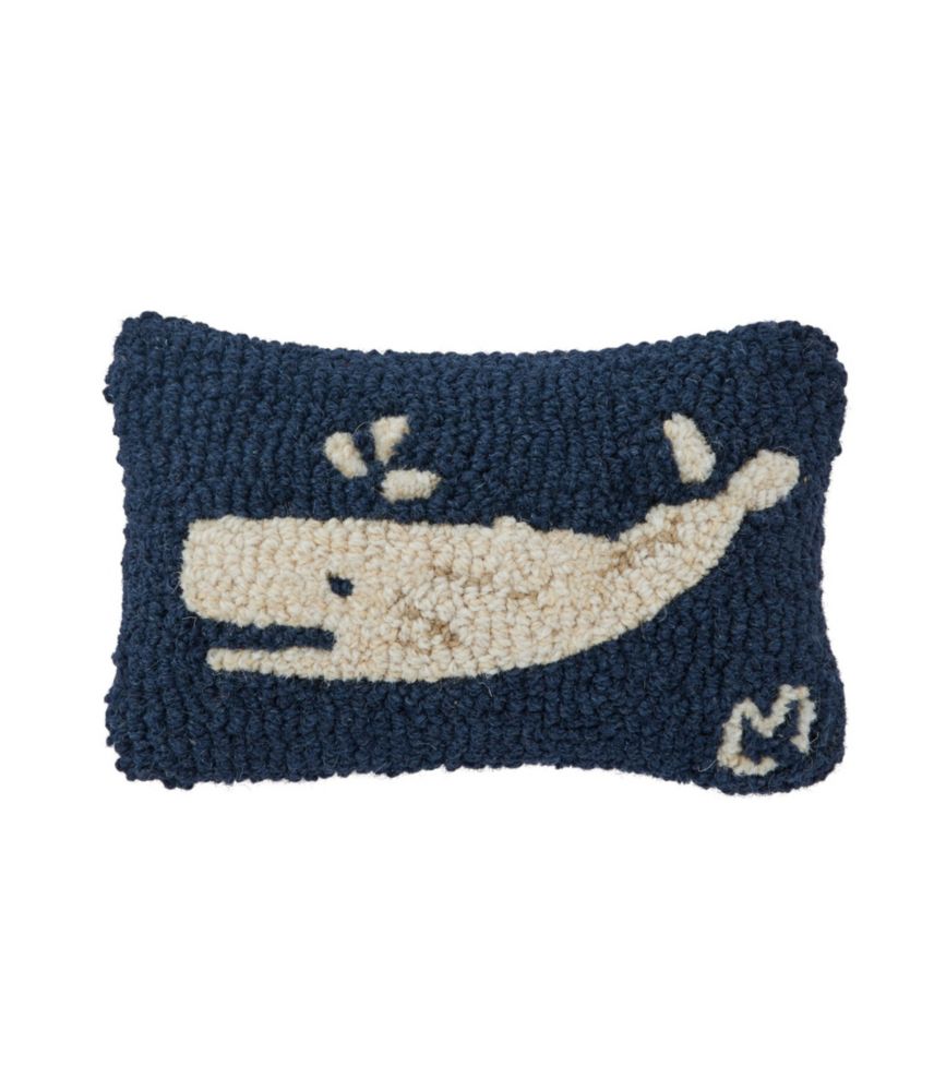 Wool Hooked Throw Pillow, Spouting Whale, 8" x 12" Home Goods at L.L.Bean
