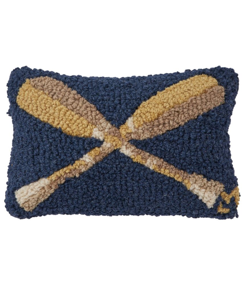Wool Hooked Throw Pillow, Wooden Paddles