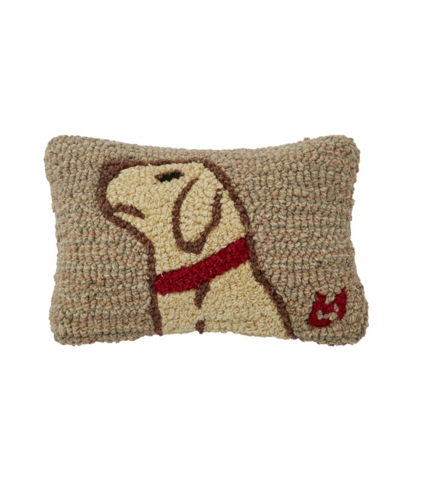 Wool Hooked Throw Pillow, Begging Yellow Lab, 8" x 12"