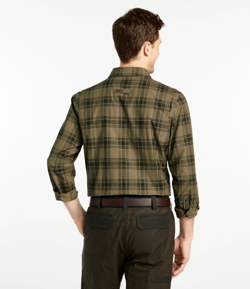 Men's Double L Field Shirt, Plaid, Dark Olive, small image number 3