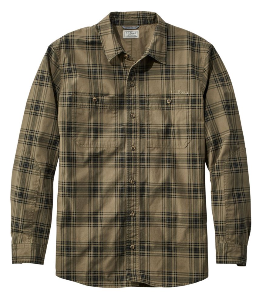 Men's Double L Field Shirt, Plaid, Dark Olive, small image number 1