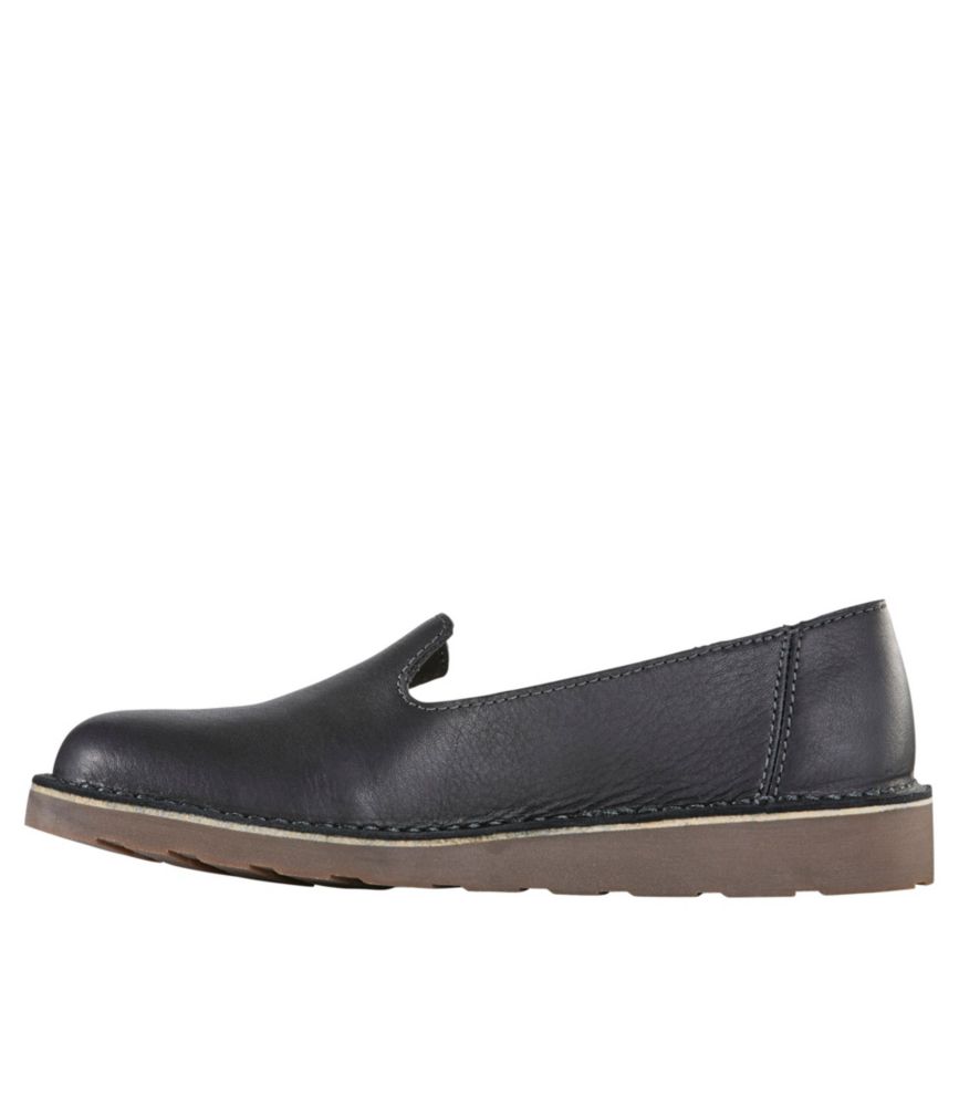 womens black leather slip on shoes