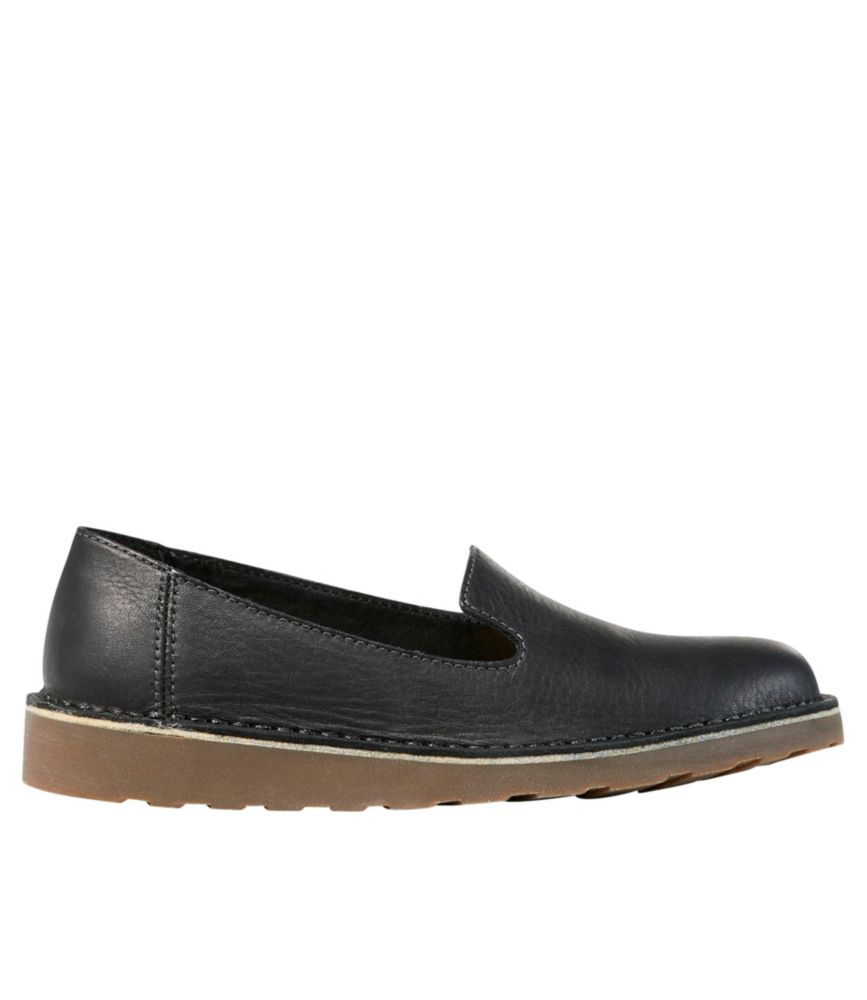 womens black leather slip on shoes
