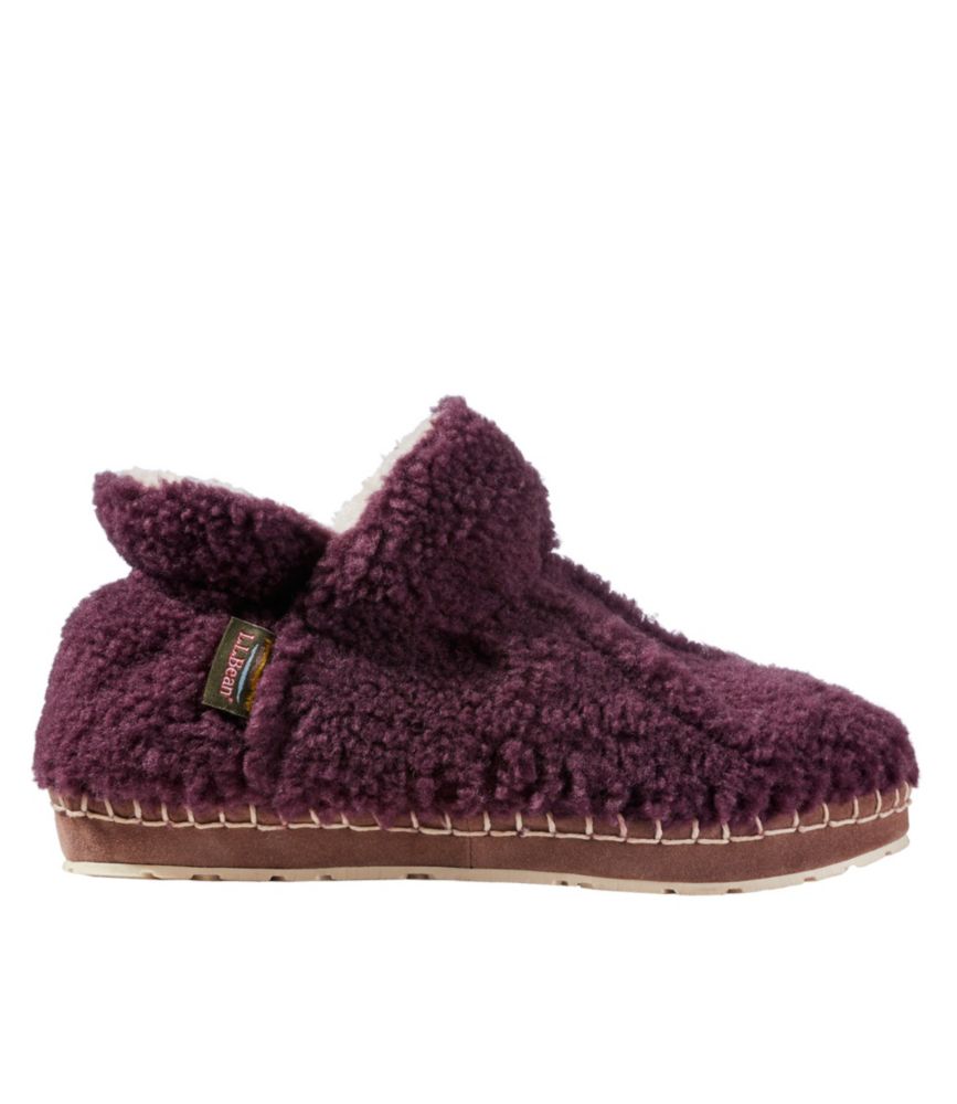 Women's Cozy Slipper Booties, Pile Fleece, Dark Plum, small image number 1