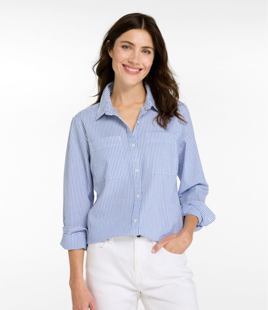 Women's Vacationland Seersucker Shirt, Long-Sleeve