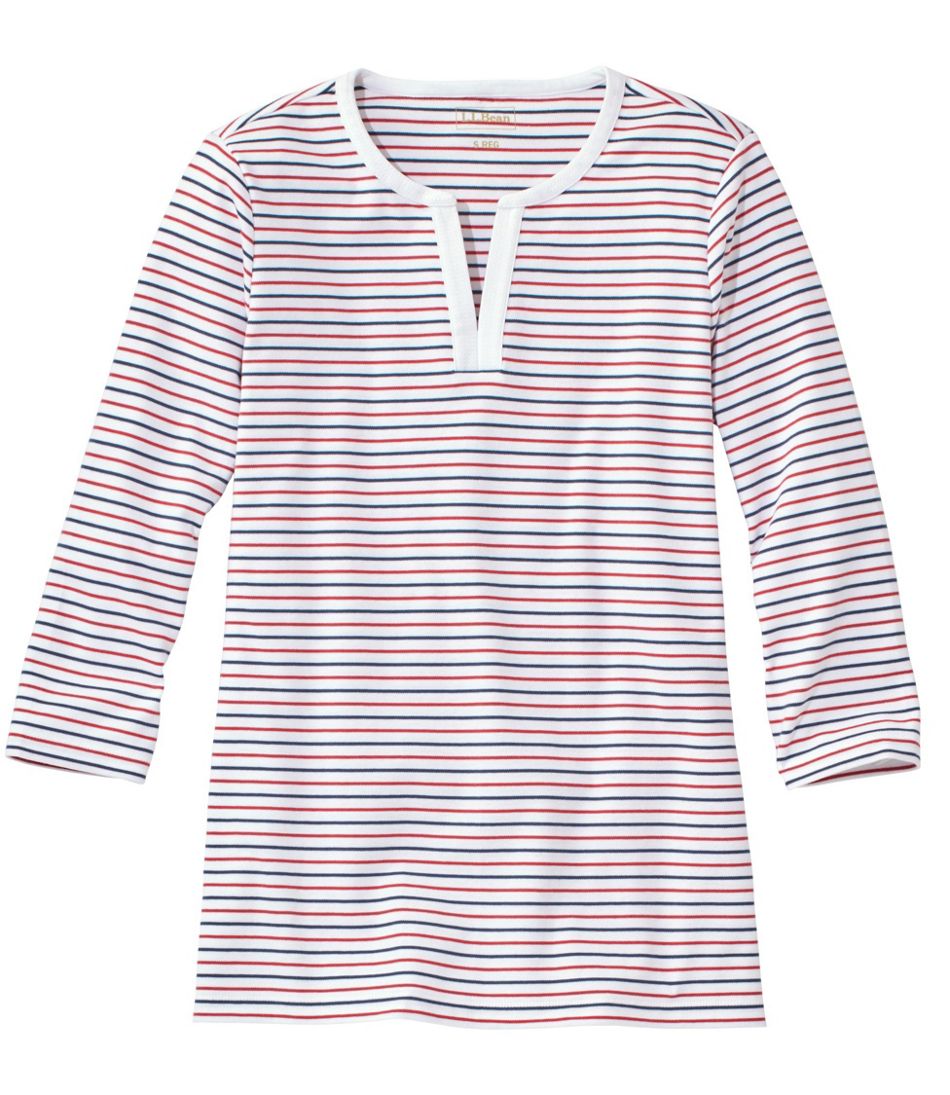 Women's L.L.Bean Tee, Three-Quarter-Sleeve Splitneck Tunic Stripe