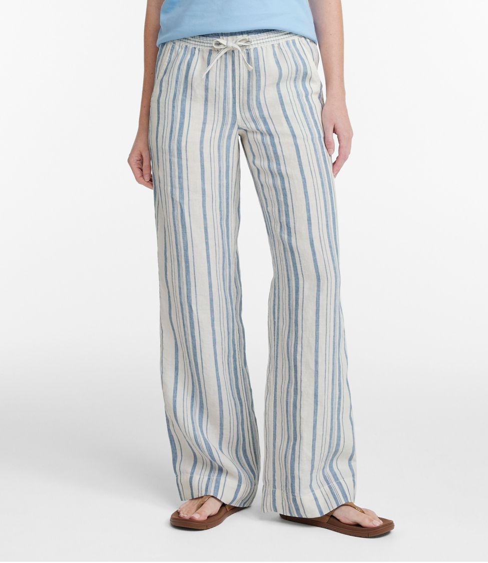 Women's Premium Washable Linen Pull-On Pants, Stripe at L.L. Bean