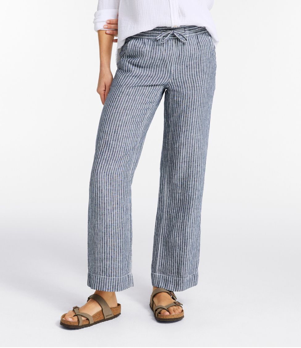 Pinstripe trousers with elastic waistband - Trousers - Women