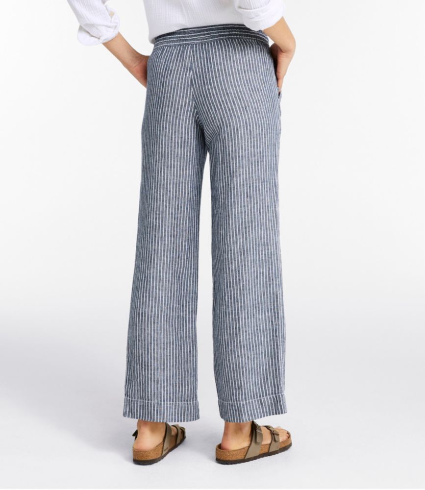 Women's Premium Washable Linen Pull-On Pants, Stripe, Classic Navy, small image number 3