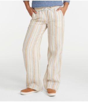 Women's Premium Washable Linen Pull-On Pants, Stripe