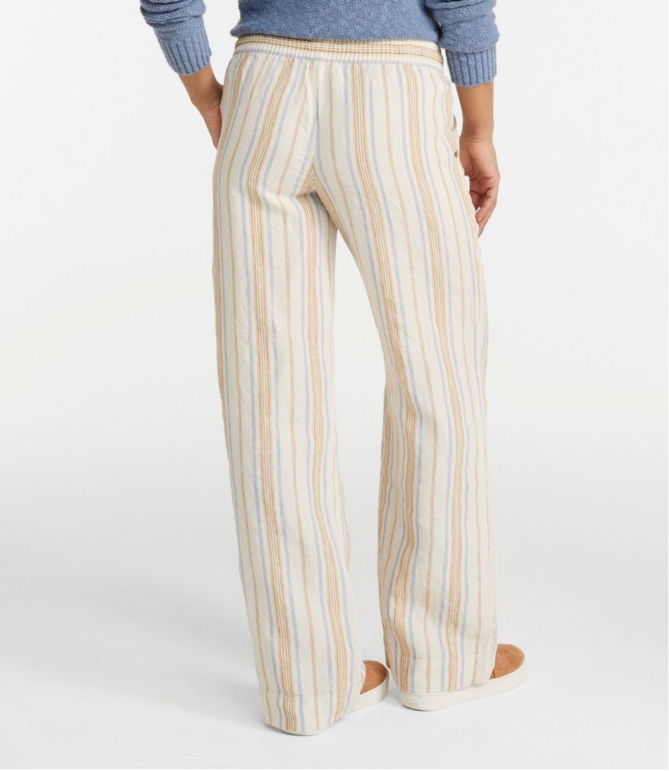 Women's Premium Washable Linen Pull-On Pants, Stripe | Pants & Jeans at ...