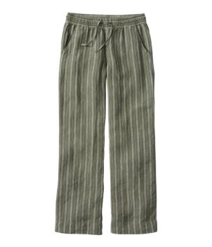 Women's Premium Washable Linen Pull-On Pants, Stripe