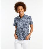 Women's Textured Cotton Popover Shirt, Short-Sleeve Print