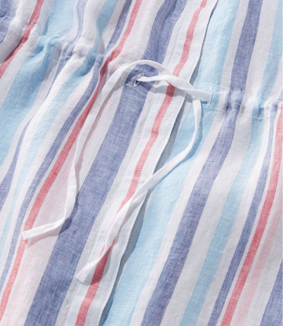 Women's Premium Washable Linen Drawstring Tunic, Stripe | Shirts & Tops ...