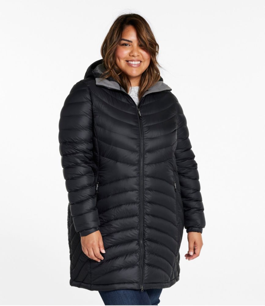 Women's Ultralight 850 Down Hooded Coat, Three-Quarter Length, Gunmetal Gray, small image number 2