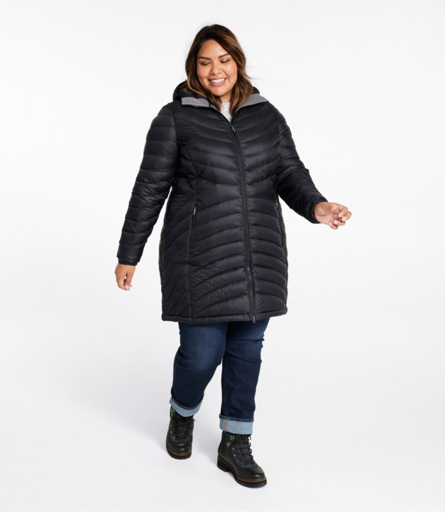 Women's Ultralight 850 Down Hooded Coat, Three-Quarter Length, Gunmetal Gray, small image number 4