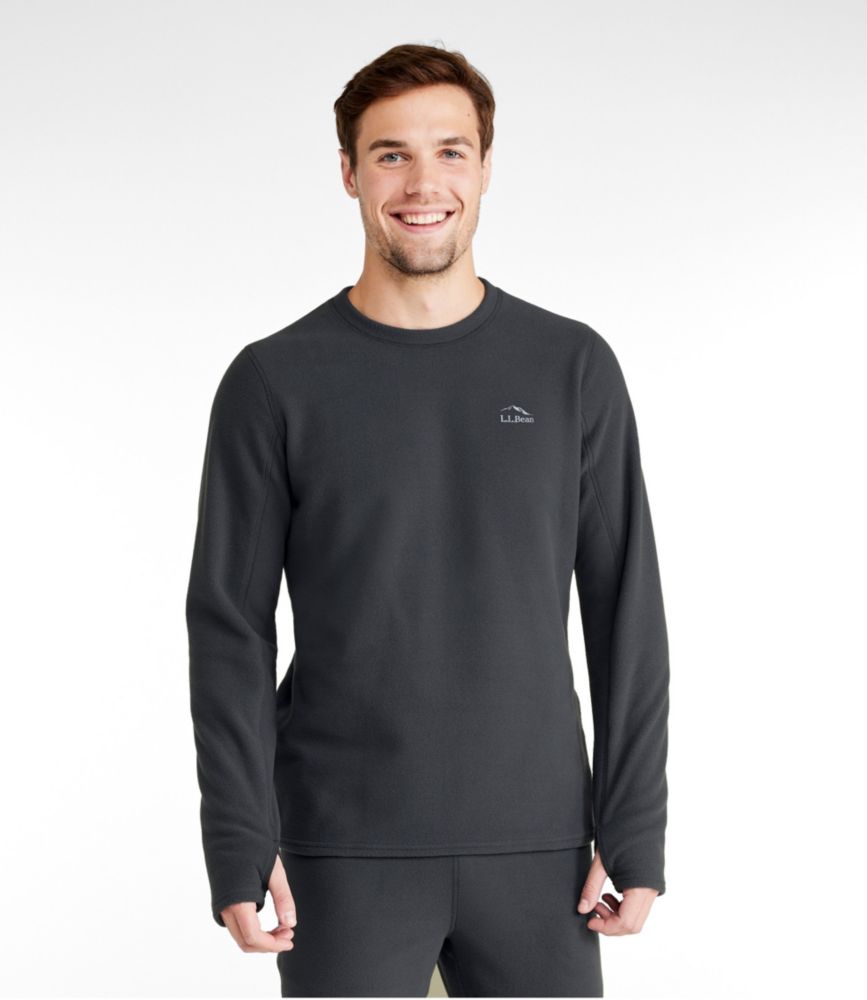 Men's L.L.Bean Fleece Base Layer Crew, Long-Sleeve, Black, small image number 2