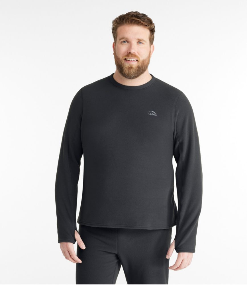 Men's L.L.Bean Fleece Base Layer Crew, Long-Sleeve, Black, small image number 4